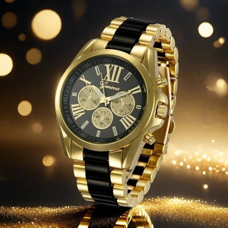 Men Exquisite Watches Luxury Golden Quartz Steel Wristwatch Fashion Classic