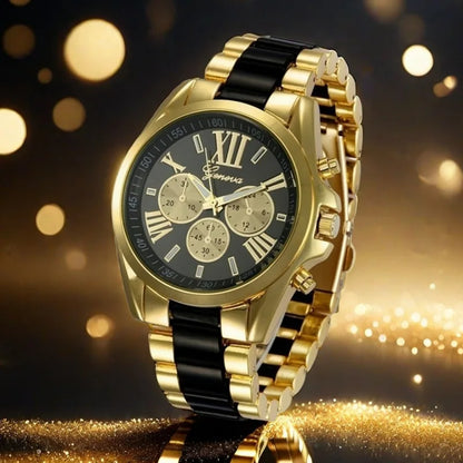 Men Exquisite Watches Luxury Golden Quartz Steel Wristwatch Fashion Classic