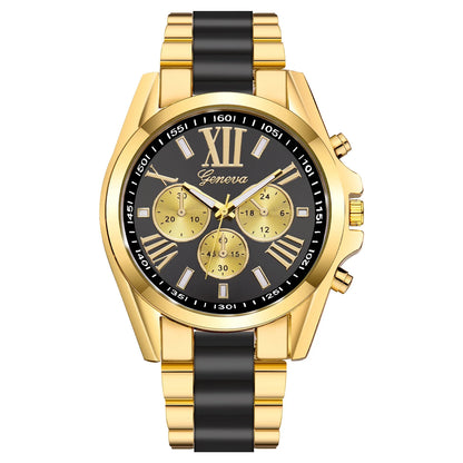 Men Exquisite Watches Luxury Golden Quartz Steel Wristwatch Fashion Classic
