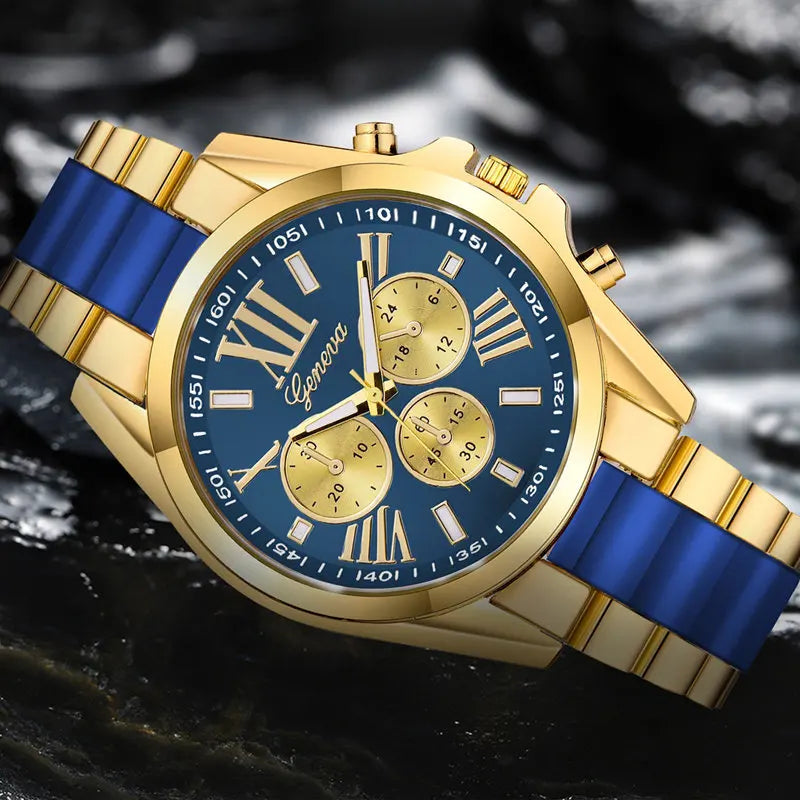 Men Exquisite Watches Luxury Golden Quartz Steel Wristwatch Fashion Classic